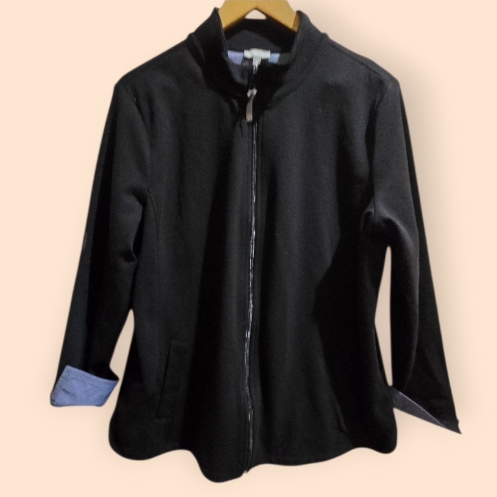T By Talbots Black Full Zip Front Jacket